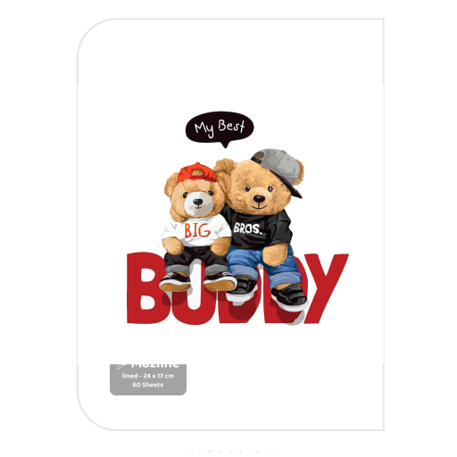 دفتر ۶۰ برگ تک خط چسبی فانتزی (برند مازلاین)-1.png