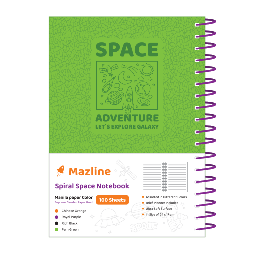 دفتر 100 برگ اسپیس ترمو سیمی جلد سخت (برند مازلاین)-سبز.png
