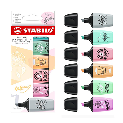 ماژیک علامت گذار باس مینی پاستل لاو ۶ رنگ (برند استابیلو)