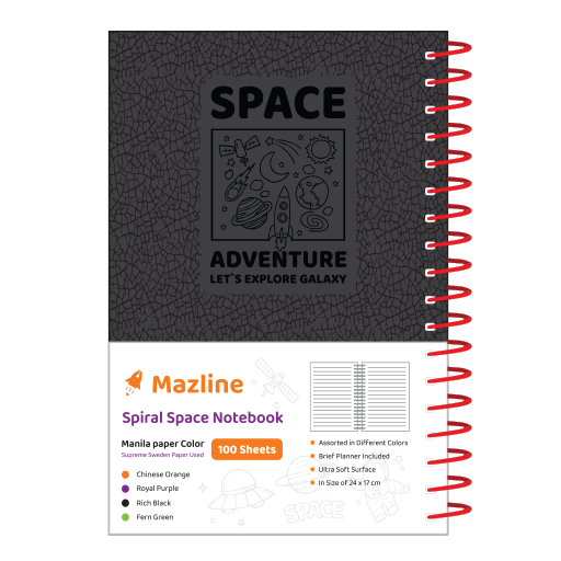 دفتر 100 برگ اسپیس ترمو سیمی جلد سخت (برند مازلاین)-مشکی.png