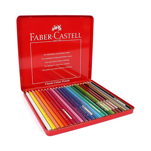 مداد رنگی کلاسیک جعبه فلزی ۲۴ رنگ (برند فابر کاستل)-۲.png