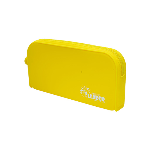 جامدادی مستطیل تک زیپ سیلیکونی (برند لیدر)-زرد.jpg