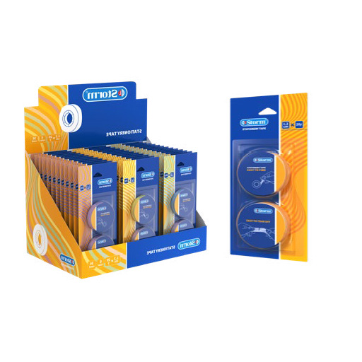 چسب نواری فانتزی رنگی 1.2 سانتی 20 یارد بسته ۲ عددی (برند استورم)