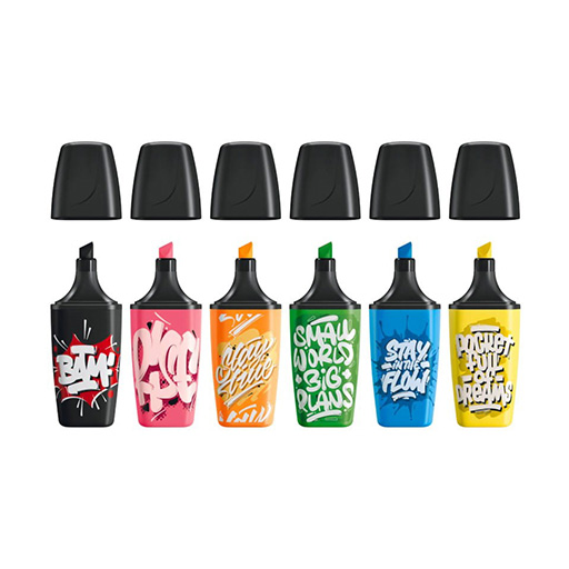 ماژیک علامت گذار باس مینی فسفری اسنوز ۶ رنگ (برند استابیلو)-۲.jpg