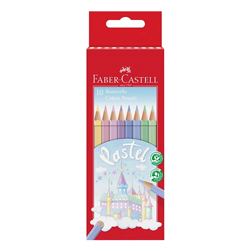 مداد رنگی جعبه مقوایی پاستلی ۱۰ رنگ (برند فابر کاستل)