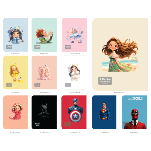 دفتر ۴۰ برگ تک خط چسبی فانتزی (برند مازلاین)