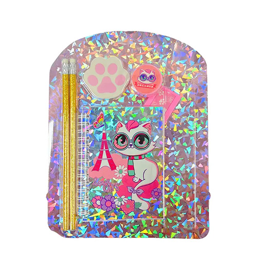 ست لوازم تحریر همراه با کیف طرح گربه (برند وست) -۳.jpg