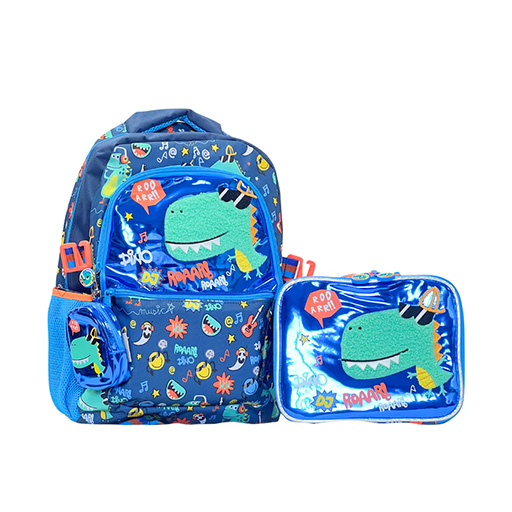 ست کوله پشتی و کیف ظرف غذا طرح دایناسور (برند وست)