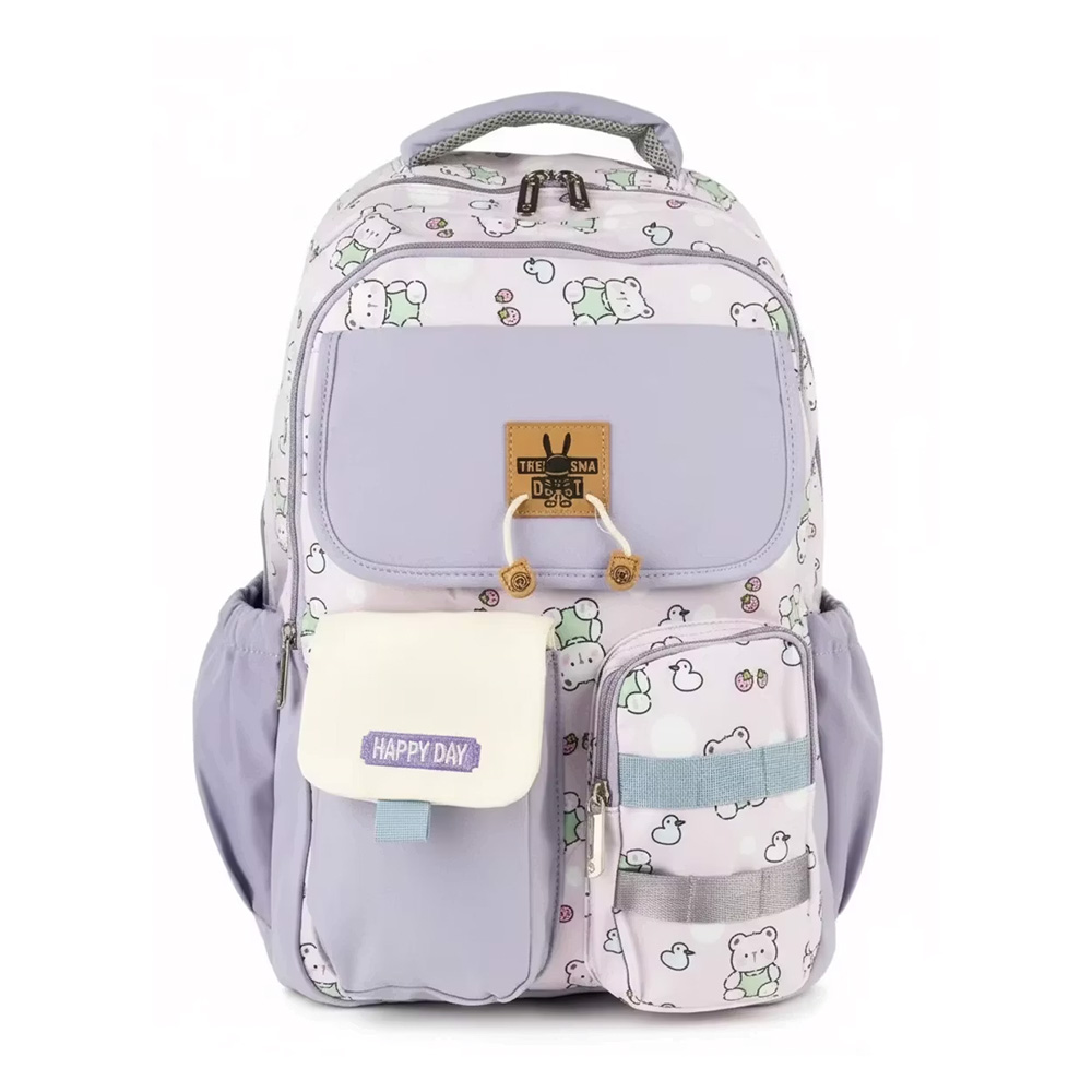 کوله پشتی وارداتی دخترانه فانتزی بنفش پاستلی Happy Day