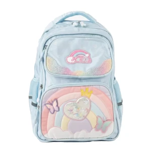 کوله پشتی وارداتی دخترانه رنگین کمان آبی پاستلی Honka