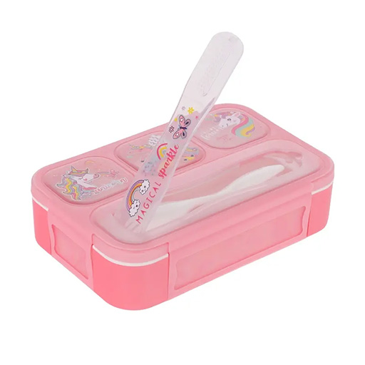 ظرف غذا مستطیل چهار قسمتی طرح یونیکورن (برند وست)-2.jpg