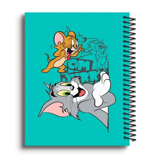 دفتر ۱۰۰ برگ سیمی جلد سخت با استیکر طرح کارتونی-تام و جری ۲.jpg
