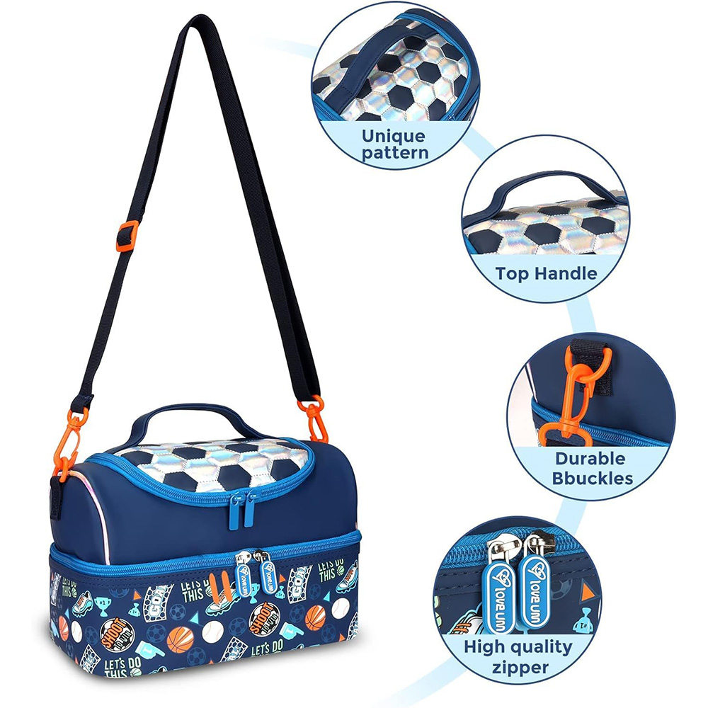 کیف ظرف غذا دوجداره دو زیپ طرح توپ فوتبال (برند وست)-۱.jpg