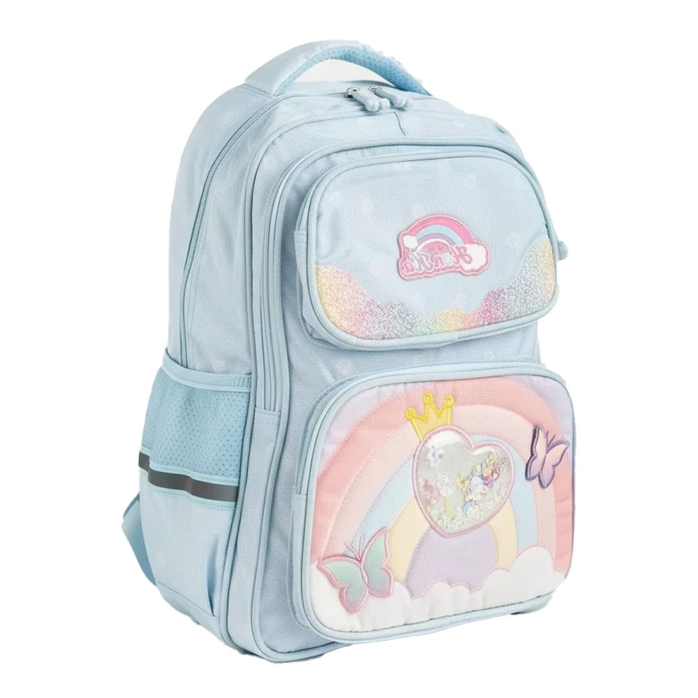 کوله پشتی وارداتی دخترانه رنگین کمان آبی پاستلی-۲.jpg