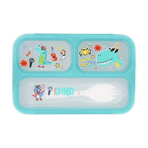 ظرف غذا مستطیل سه قسمتی طرح دایناسور (برند وست)-۲.jpg