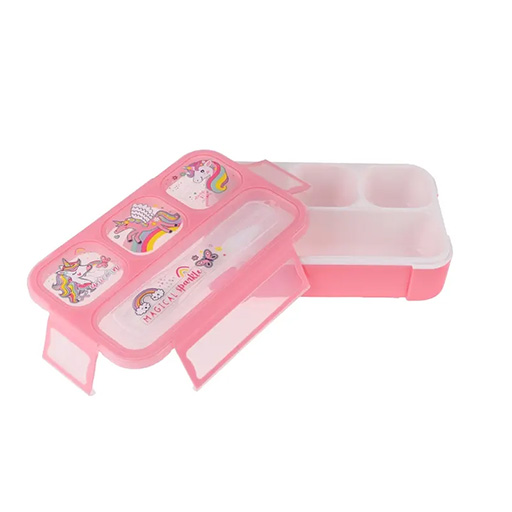 ظرف غذا مستطیل چهار قسمتی طرح یونیکورن (برند وست)-3.jpg