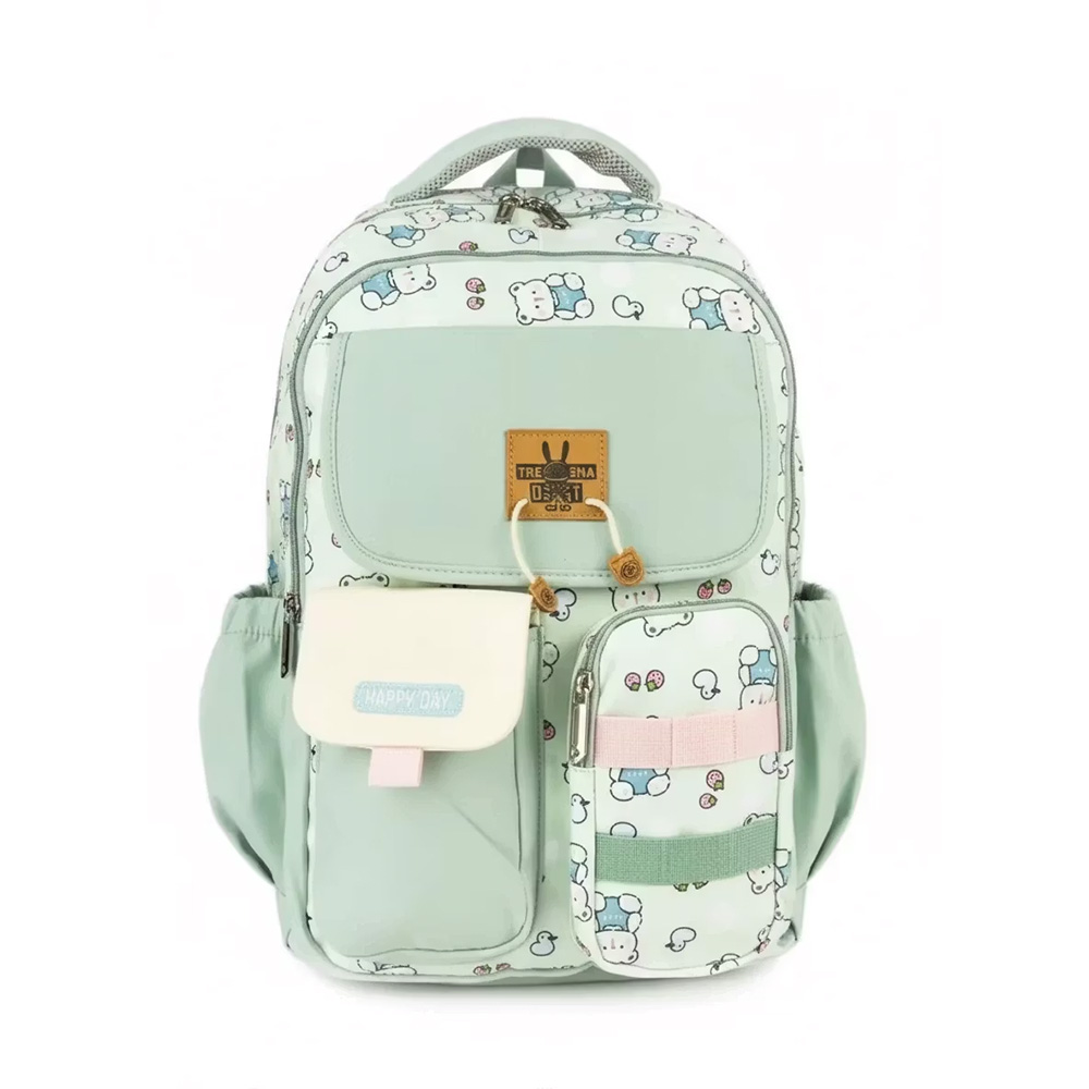 کوله پشتی وارداتی دخترانه فانتزی سبز پاستلی Happy Day