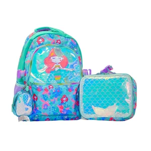 ست کوله پشتی و کیف ظرف غذا طرح پری دریایی (برند وست)