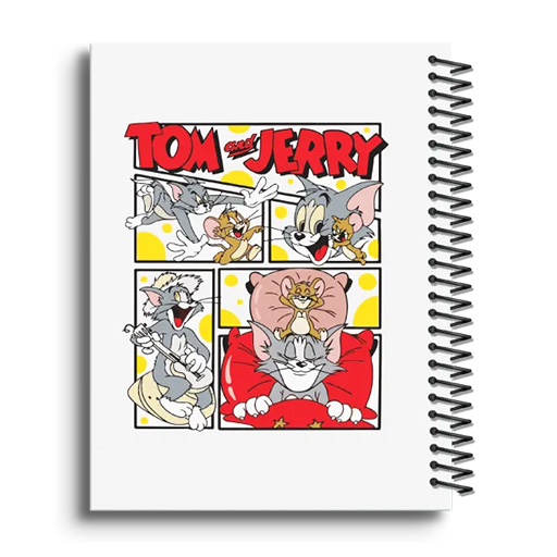 دفتر ۱۰۰ برگ سیمی جلد سخت با استیکر طرح کارتونی-تام و جری ۱.jpg