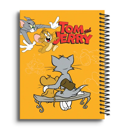 دفتر ۱۰۰ برگ سیمی جلد سخت با استیکر طرح کارتونی-تام و جری ۳.jpg