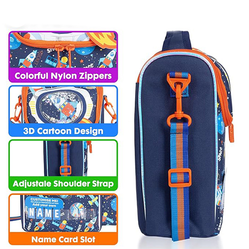 کیف ظرف غذا دوجداره با جای قمقمه طرح فضانورد (برند وست)-1.jpg