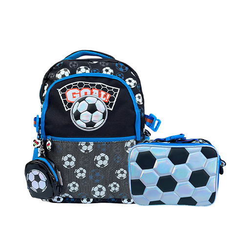 ست کوله پشتی و کیف ظرف غذا طرح توپ فوتبال (برند وست)