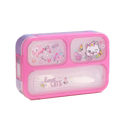 ظرف غذا مستطیل سه قسمتی طرح گربه (برند وست)