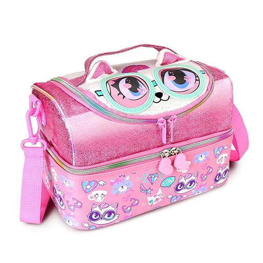 کیف ظرف غذا دوجداره دو زیپ طرح گربه عینکی (برند وست)