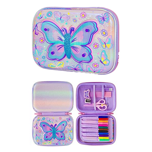 جامدادی تک زیپ هارد باکس طرح پروانه (برند وست)-۱.jpg