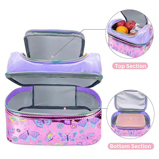 کیف ظرف غذا دوجداره دو زیپ طرج پروانه (برند وست)-2.jpg