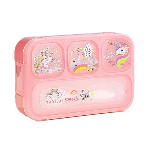 ظرف غذا مستطیل چهار قسمتی طرح یونیکورن (برند وست)