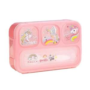 ظرف غذا مستطیل چهار قسمتی طرح یونیکورن (برند وست)