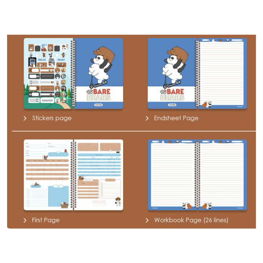 دفتر ۱۰۰ برگ سیمی جلد سخت با استیکر طرح سه خرس (برند لانگو)-۲.jpg