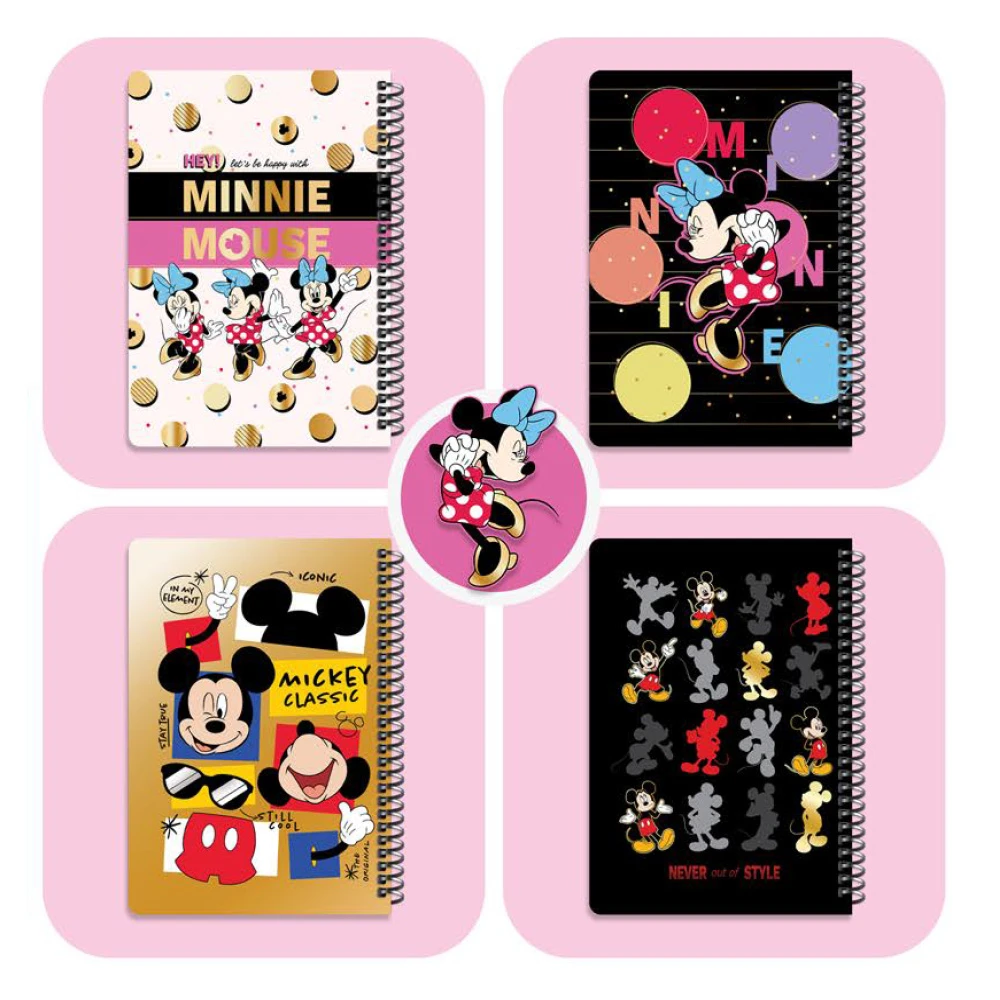 دفتر ۱۰۰ برگ سیمی جلد سخت با استیکر طرح میکی و مینی (برند لانگو)-۱.jpg