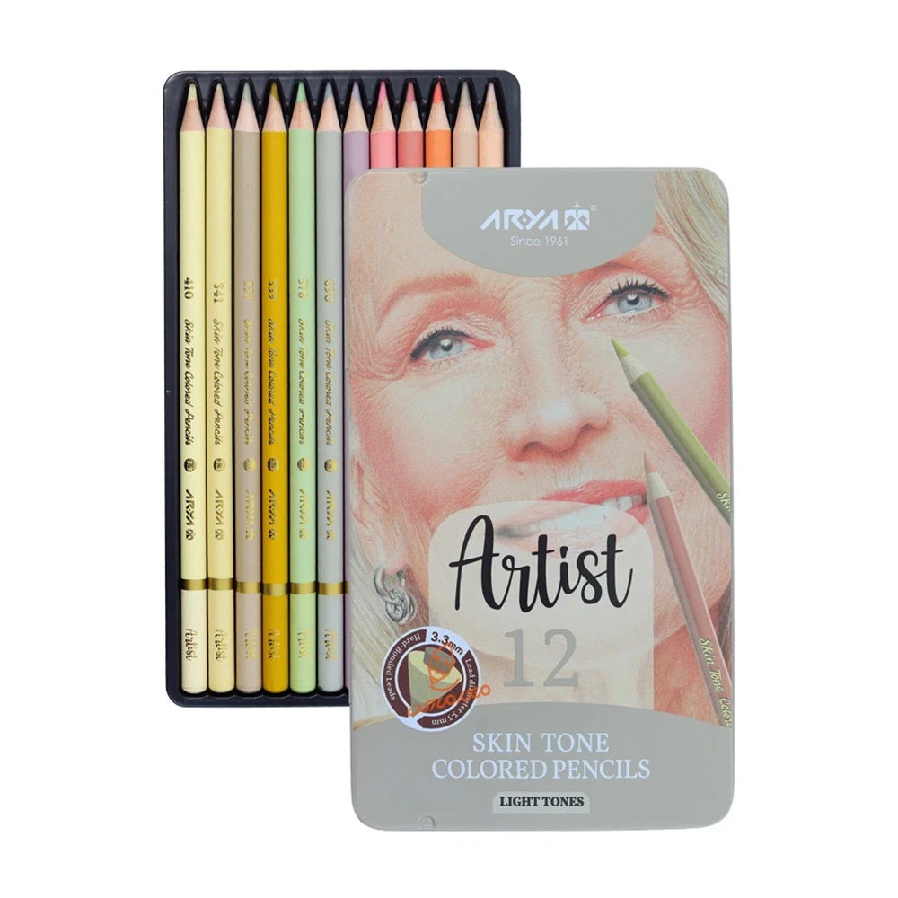 مداد رنگی جعبه فلزی رنگ پوست روشن سری آرتیست (برند آریا) -۱.jpg