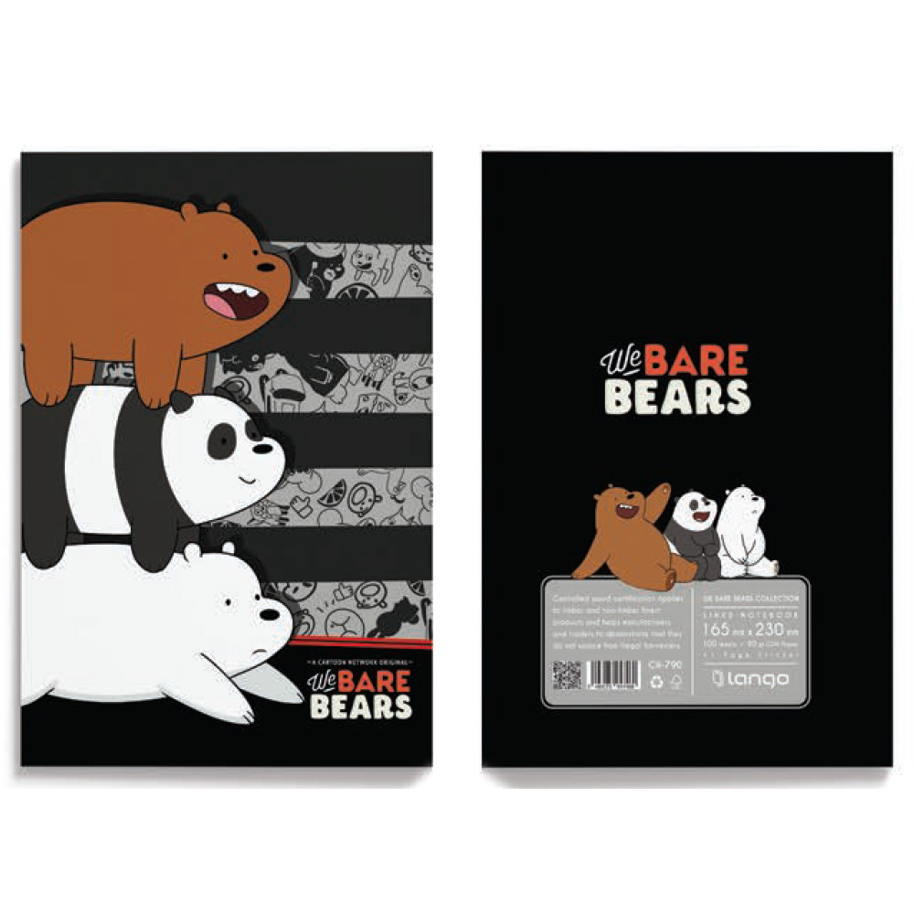 دفتر ۱۰۰ برگ سیمی جلد سخت با استیکر طرح سه خرس (برند لانگو)-۳.jpg