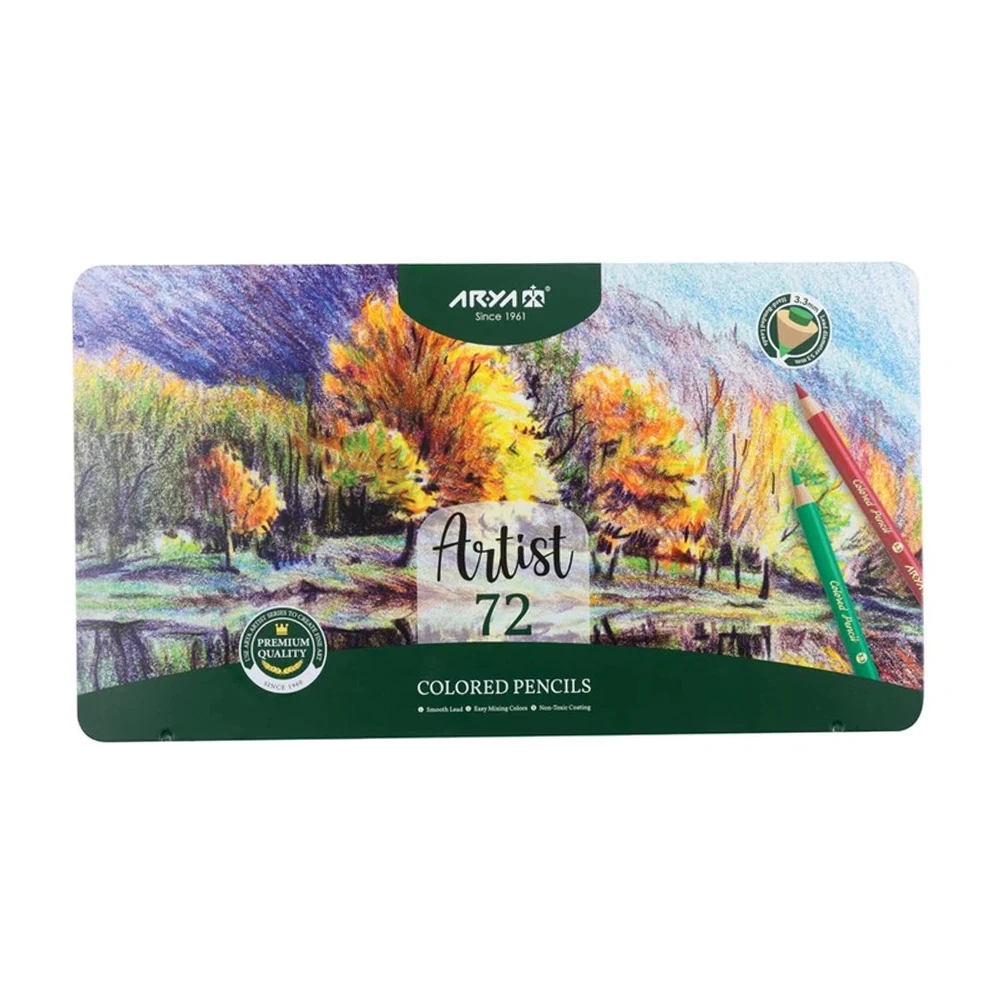 مداد رنگی جعبه فلزی حرفه ای سری آرتیست ۷۲ رنگ (برند آریا)-۱.jpg