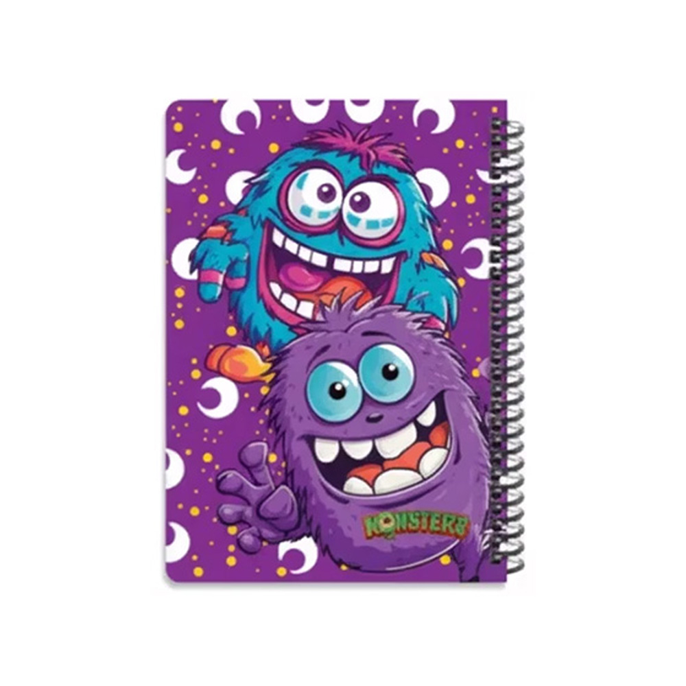 دفتر ۱۰۰ برگ سیمی جلد سخت با استیکر طرح مانسترز ۲ (برند لانگو)-۴.jpg