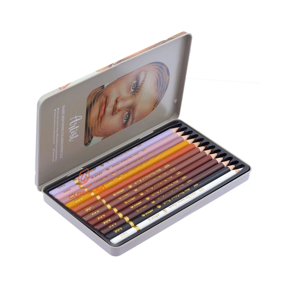 مداد رنگی جعبه فلزی رنگ پوست تیره سری آرتیست (برند آریا)-۲.jpg