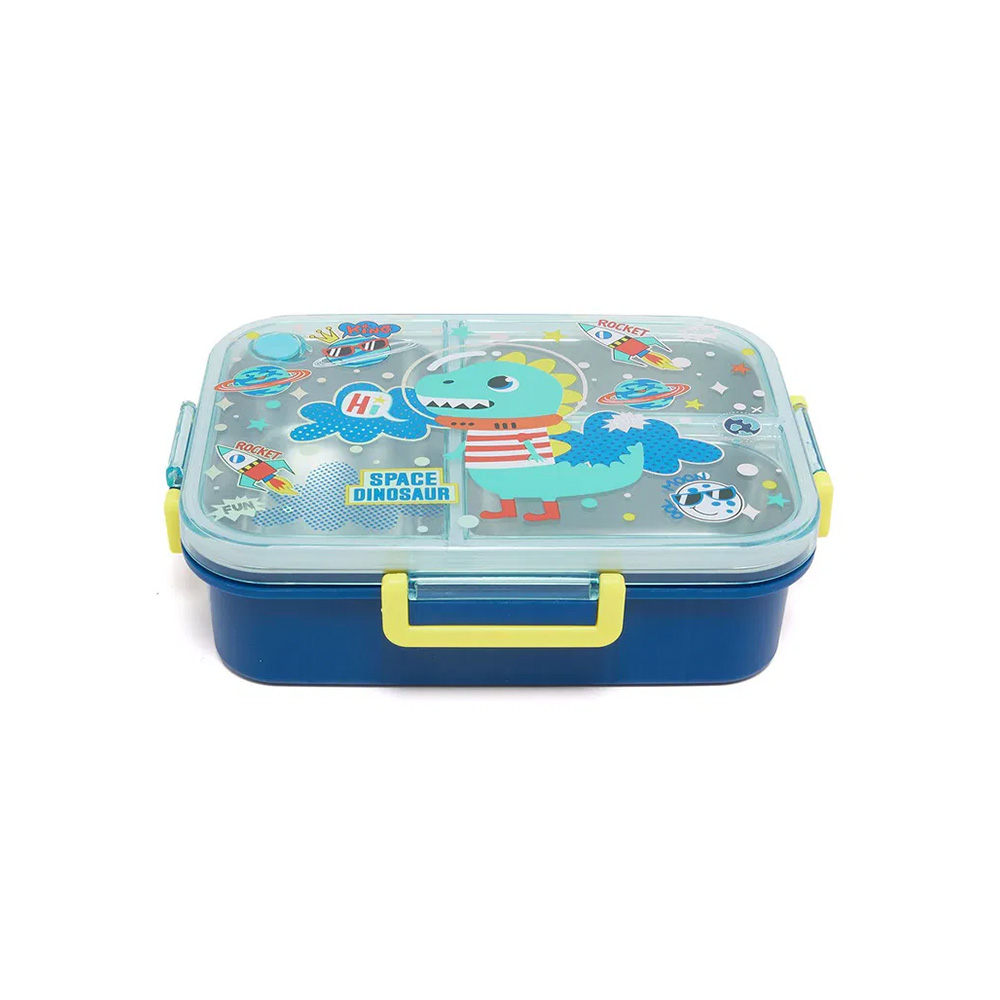 ظرف غذا مستطیل سه قسمتی استیل ۸۰۰ میل طرح دایناسور فضانورد (برند وست)-۴.jpg