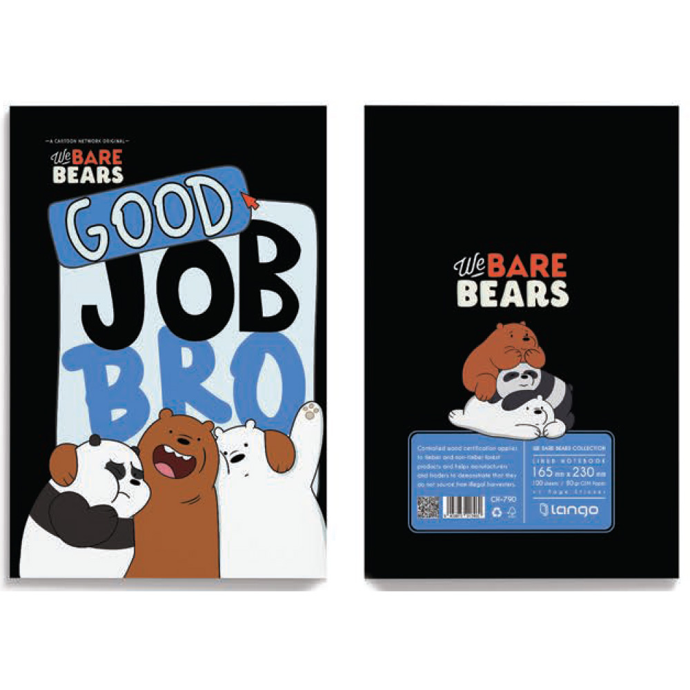 دفتر ۱۰۰ برگ سیمی جلد سخت با استیکر طرح سه خرس (برند لانگو)-۴.jpg