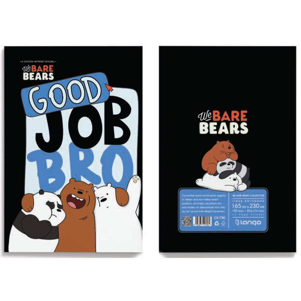 دفتر ۱۰۰ برگ سیمی جلد سخت با استیکر طرح سه خرس (برند لانگو)-۴.jpg
