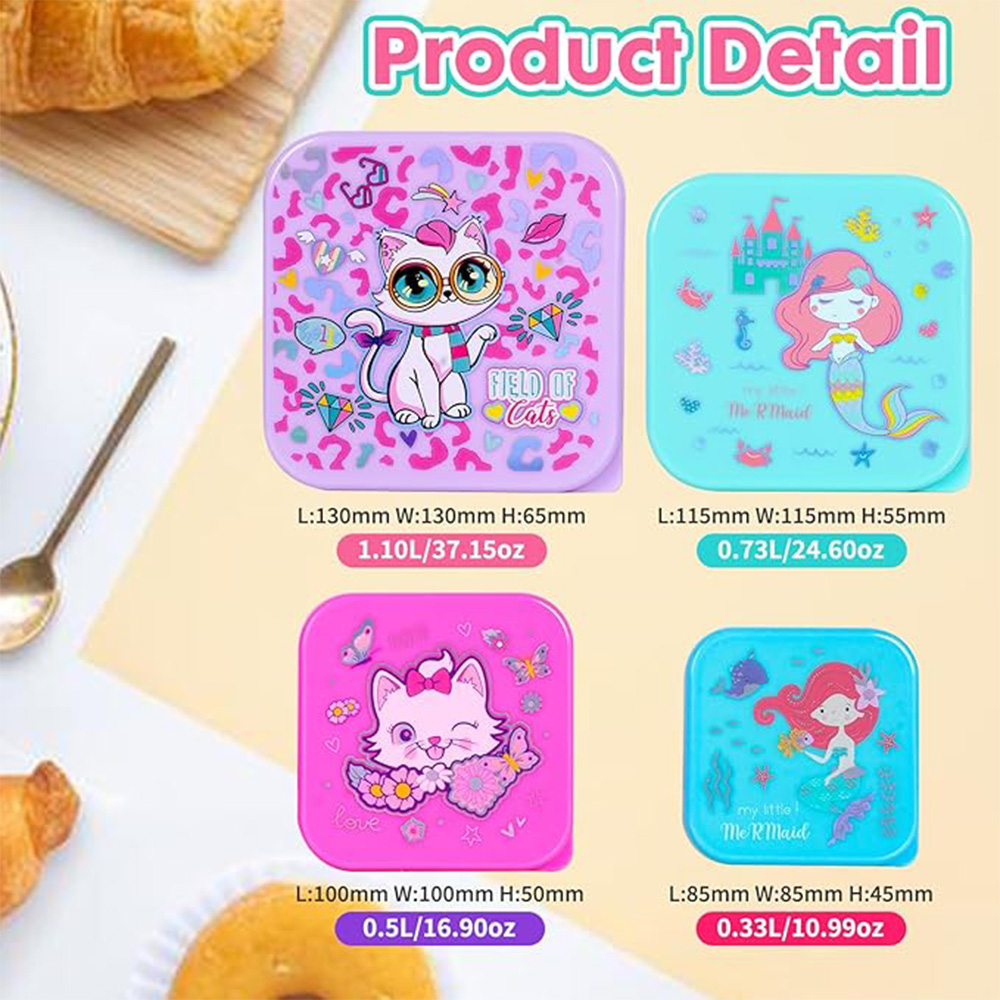 ظرف غذا ست چهار سایز طرح گربه عینکی (برند وست)-۲.jpg