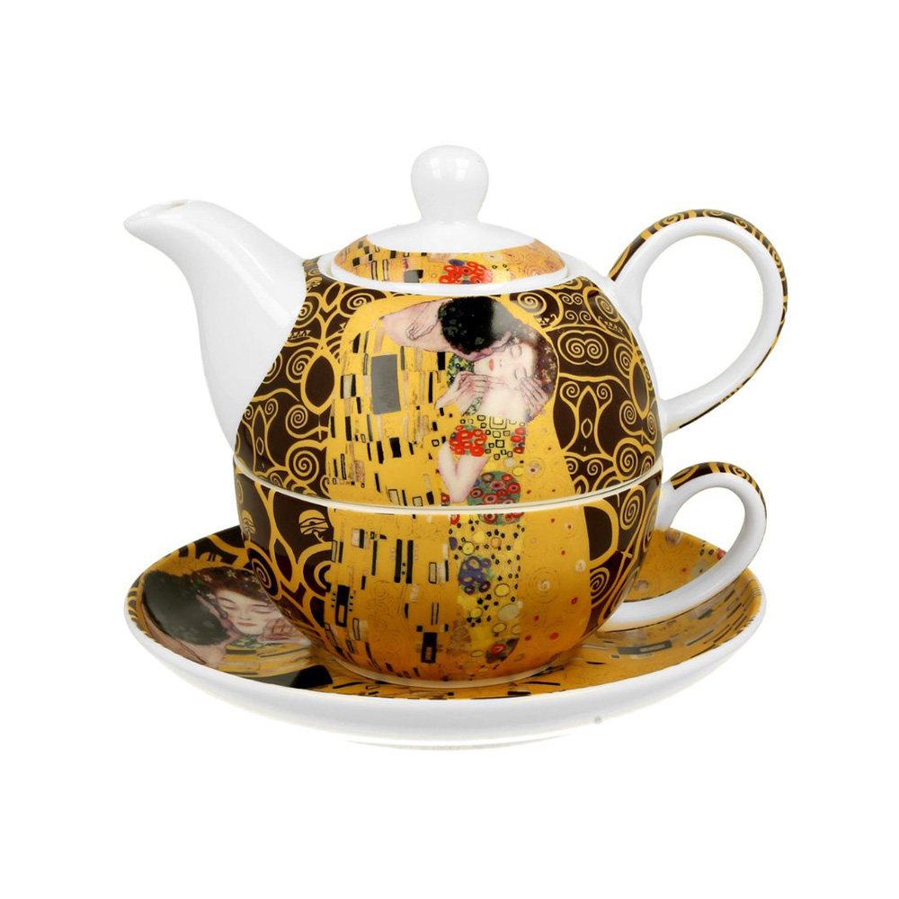 قوری و فنجان کلیمت Teapot With Cup The Kiss Ecru Inspired By Klimt (برند دو)