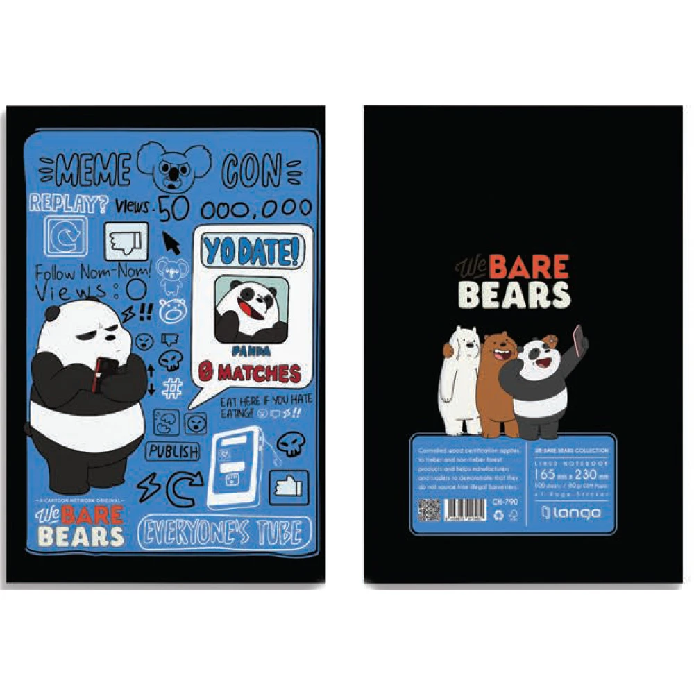 دفتر ۱۰۰ برگ سیمی جلد سخت با استیکر طرح سه خرس (برند لانگو)-۶.jpg