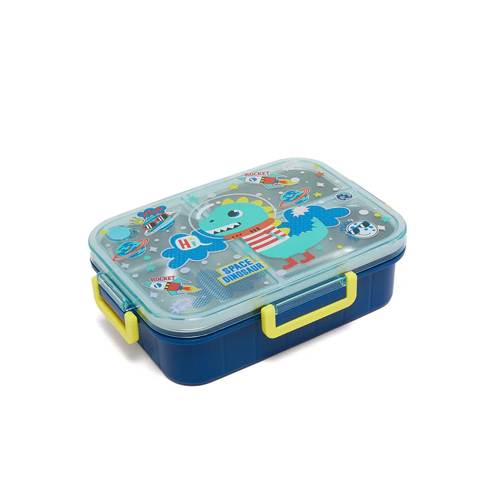 ظرف غذا مستطیل سه قسمتی استیل ۸۰۰ میل طرح دایناسور فضانورد (برند وست)-۵.jpg