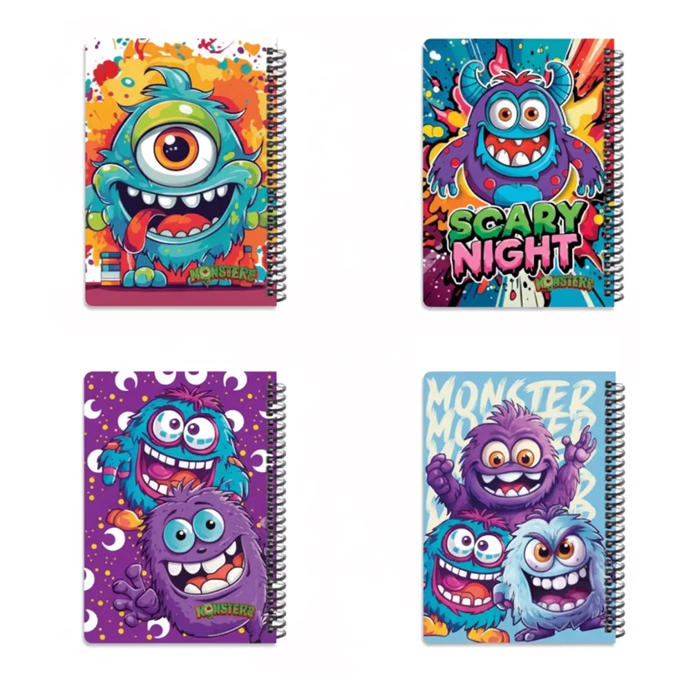 دفتر ۱۰۰ برگ سیمی جلد سخت با استیکر طرح مانسترز ۲(برند لانگو).jpg