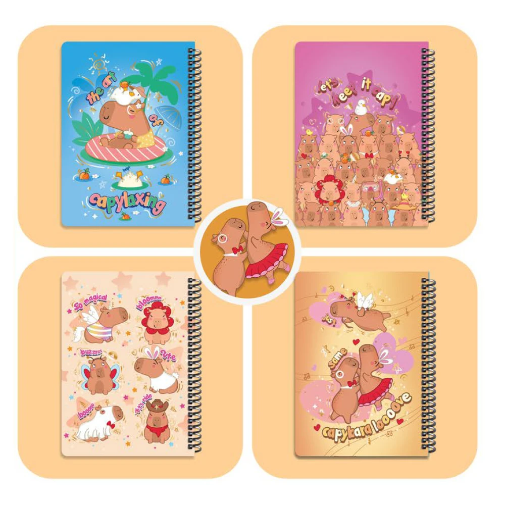 دفتر ۱۰۰ برگ سیمی جلد سخت با استیکر طرح کاپی بارا (برند لانگو)-۷.jpg