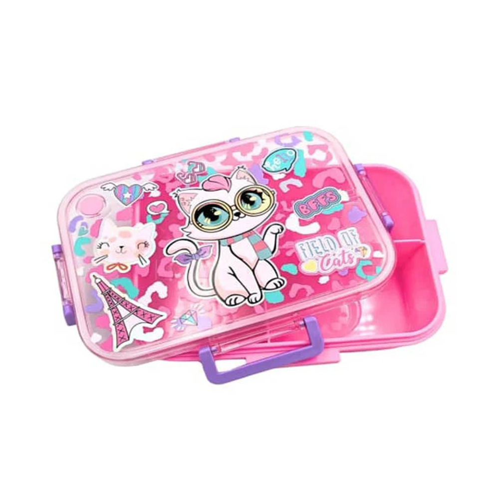 ظرف غذا مستطیل سه قسمتی ۱۲۰۰ میل طرح گربه عینکی (برند وست)-۲.jpg