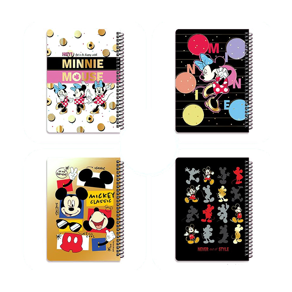 دفتر ۱۰۰ برگ سیمی جلد سخت با استیکر طرح میکی و مینی (برند لانگو)-1.jpg
